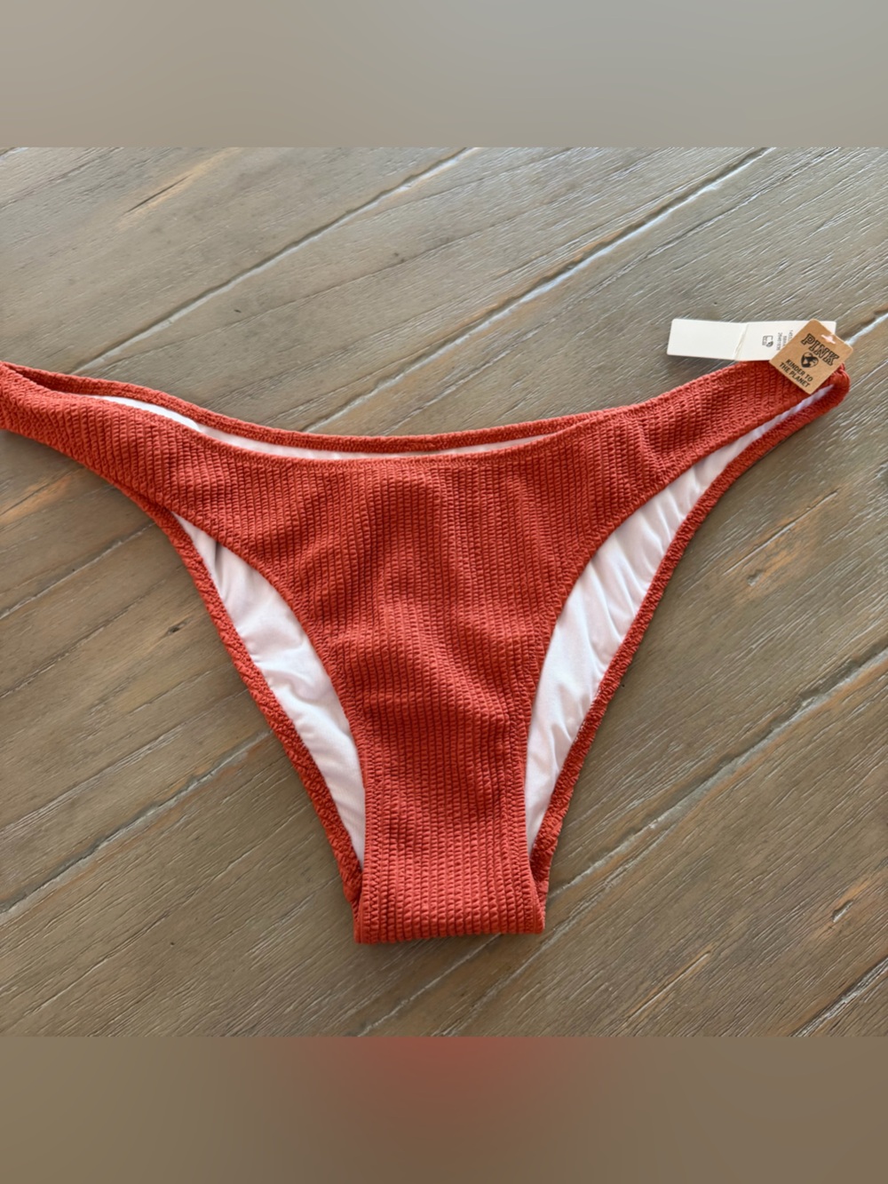 Rust Victoria’s Secret PINK Crinkle Brazilian Bikini Bottom